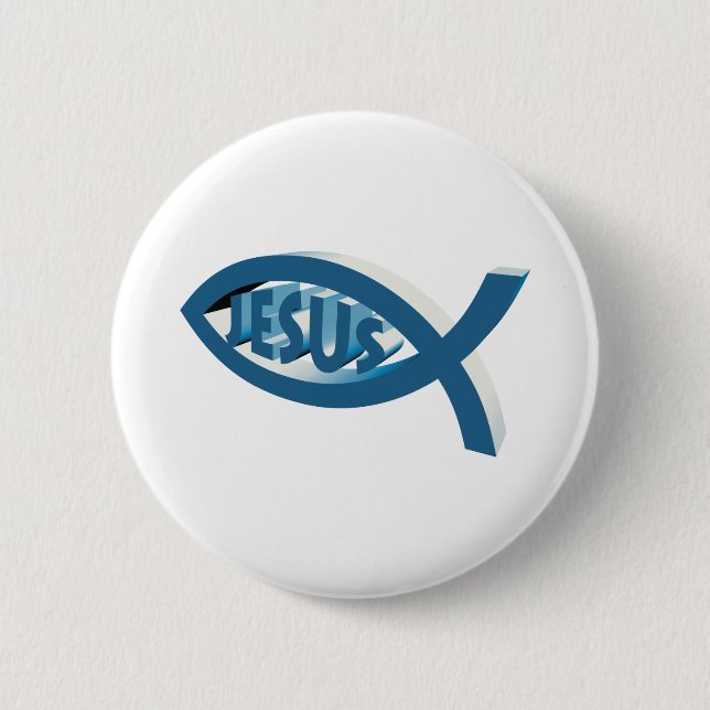 Ichthus - Christian Fish Symbol - Jesus Scripture Button (Front)