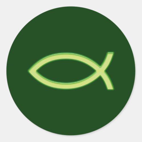 Ichthus _ Christian Fish Symbol _ Light Green Classic Round Sticker