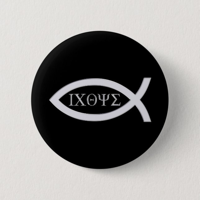 Ichthus - Christian Fish Symbol Pinback Button (Front)