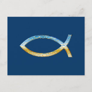 Ichthus Christian Fish Symbol Postcard