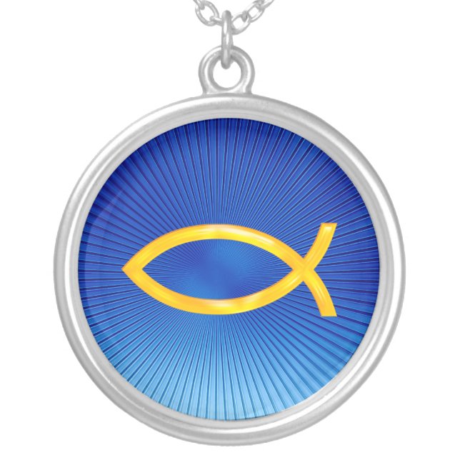 Ichthus - Christian Fish Symbol Silver Plated Necklace (Front)