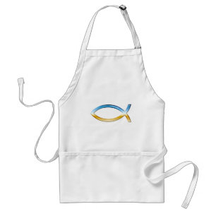Ichthus - Christian Fish Symbol  Sky & Ground Adult Apron