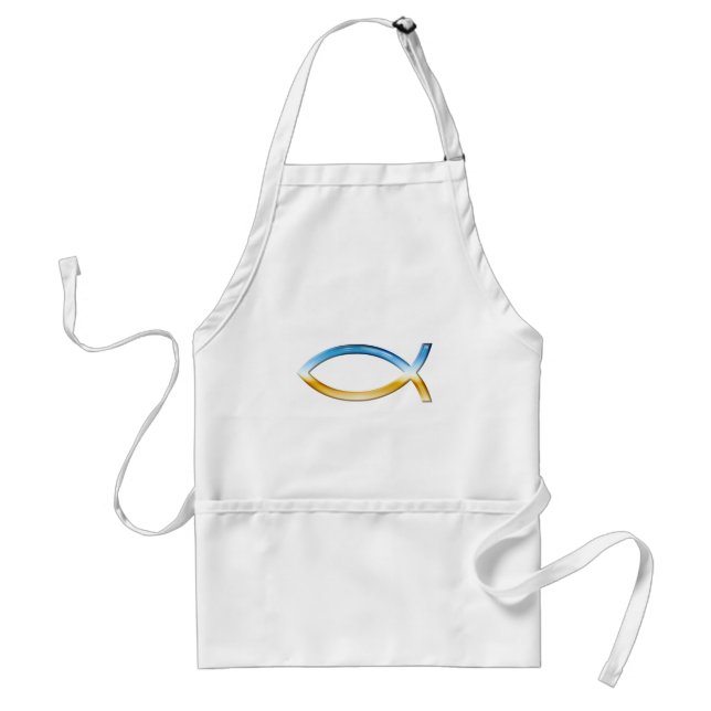 Ichthus - Christian Fish Symbol  Sky & Ground Adult Apron (Front)