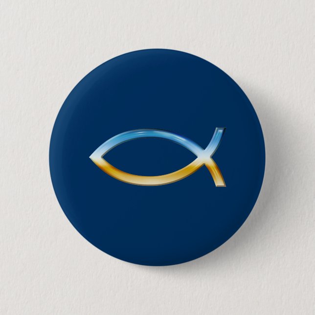 Ichthus - Christian Fish Symbol  Sky & Ground Button (Front)