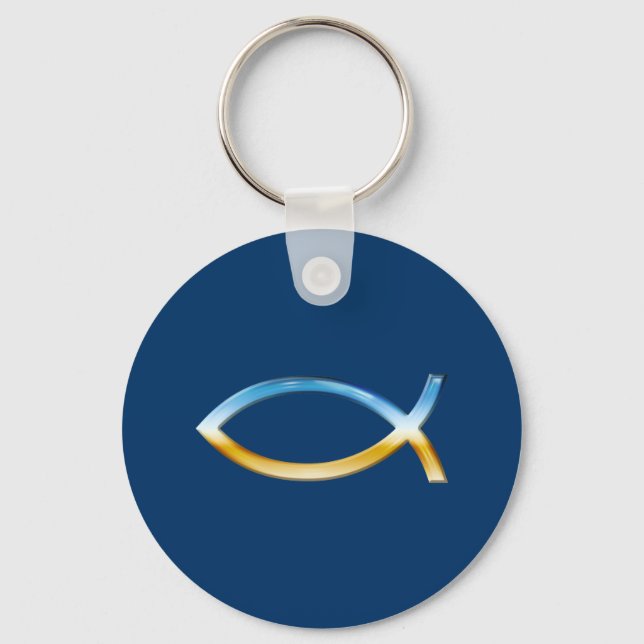 Ichthus - Christian Fish Symbol  Sky & Ground Keychain (Front)
