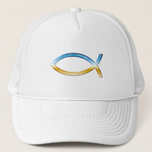 Ichthus - Christian Fish Symbol Sky & Ground Trucker Hat