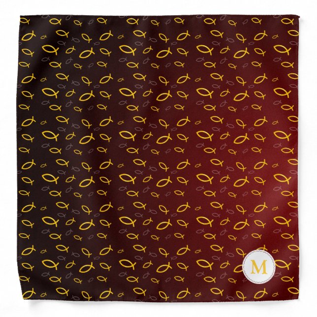 Ichthus - Christian Fish Symbol with Monogram Bandana (Front)