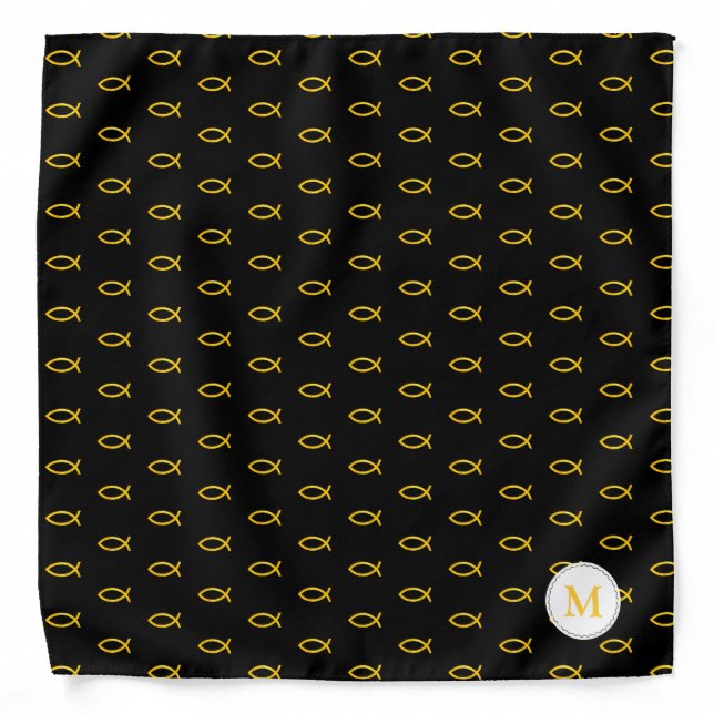 Ichthus - Christian Fish Symbol with Monogram Bandana (Front)