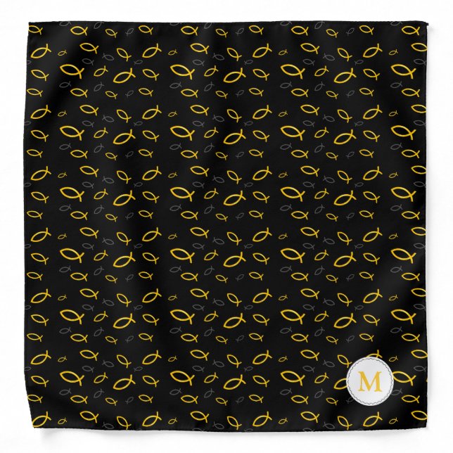Ichthus - Christian Fish Symbol with Monogram Bandana (Front)