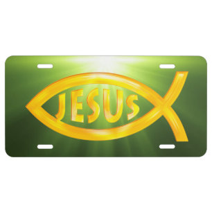 Ichthus - Christian Fish with Inscription Jesus License Plate