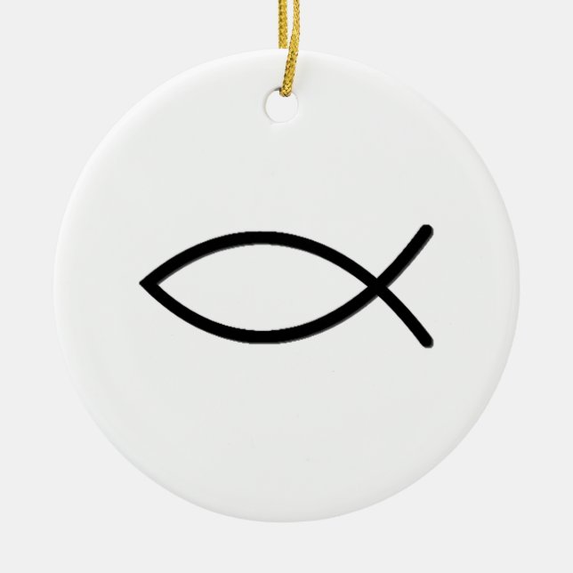 Ichthus Fish Symbol Ceramic Ornament (Front)