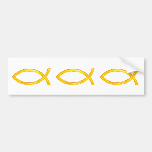 Ichthus | Golden Christian Fish Symbol Bumper Sticker (Front)