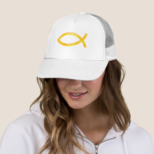 Ichthus  Golden Christian Fish Symbol Trucker Hat