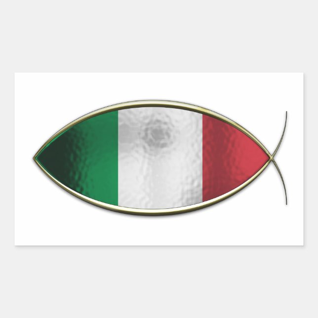 Ichthus - Italian Flag Rectangular Sticker (Front)