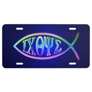 Ichthys   Christian Fish Symbol License Plate