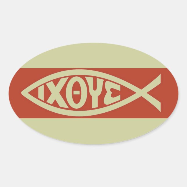 Ichthys (Christian Fish Symbol) Oval Sticker (Front)
