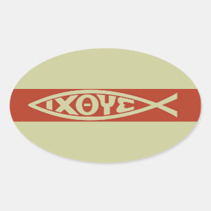 Ichthys (Christian Fish Symbol) Oval Sticker
