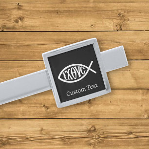 Ichthys Christian Symbol Silver Finish Tie Bar