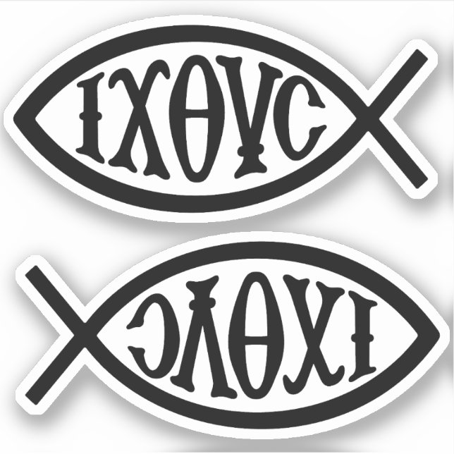 Ichthys Christian Symbol Sticker (Front)