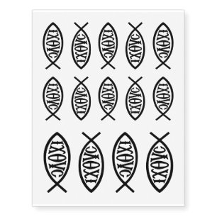 Ichthys Christian Symbol Temporary Tattoos