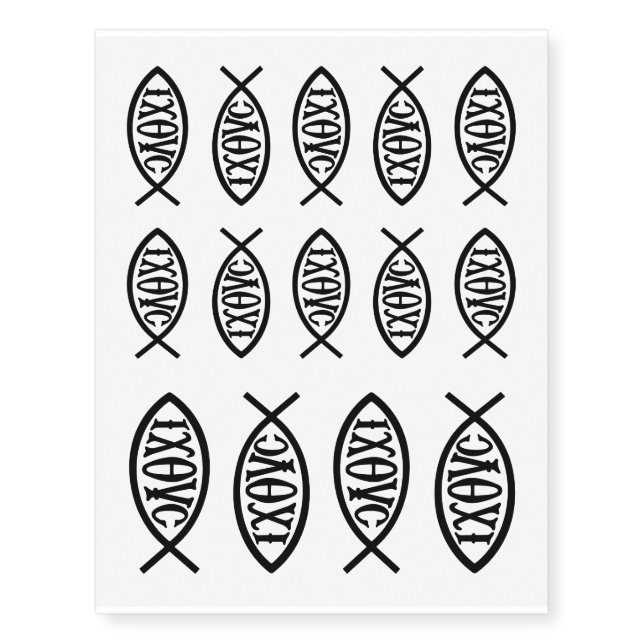 Ichthys Christian Symbol Temporary Tattoos (Front)