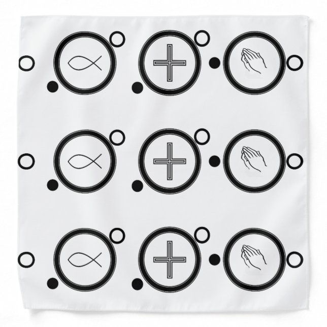 Ichthys Cross Praying Hands Polka-Dotted Bandana (Front)