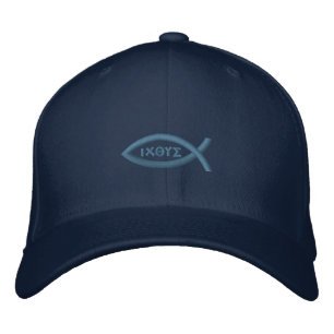 Ichthys Jesus Fish Christian Symbol Embroidered Baseball Hat