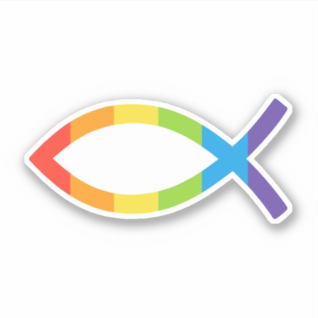 Ichthys Jesus Fish LGBTQ Gay Christian Sticker (Front)