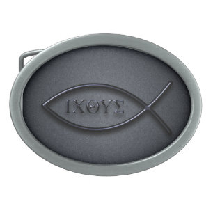 Ichyths Jesus Fish Oval Belt Buckle