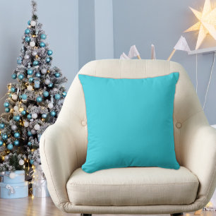 icicle Teal Blue Modern Solid Christmas blue Throw Pillow