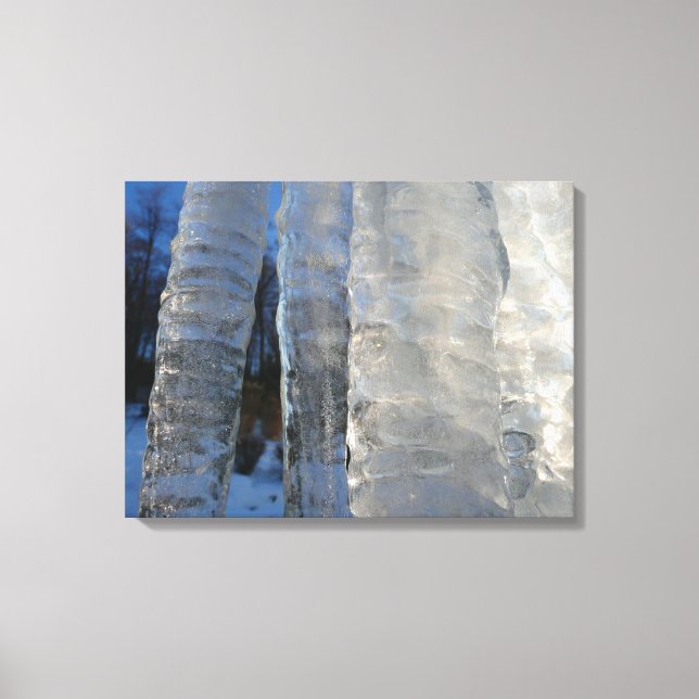 Icicles Abstract Blue Winter Photography Canvas Print (Front)