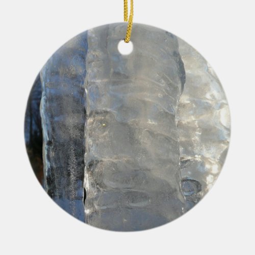 Icicles Abstract Blue Winter Photography Ceramic Ornament