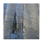 Icicles Abstract Blue Winter Photography Ceramic Tile