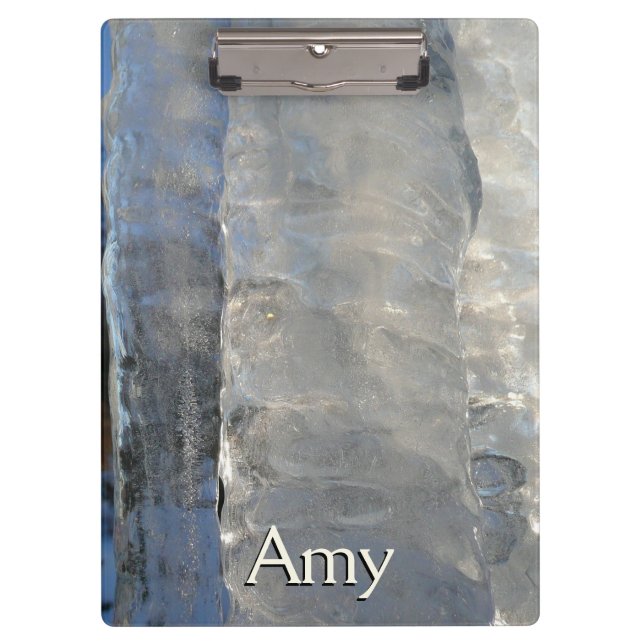 Icicles Abstract Blue Winter Photography Clipboard (Front)