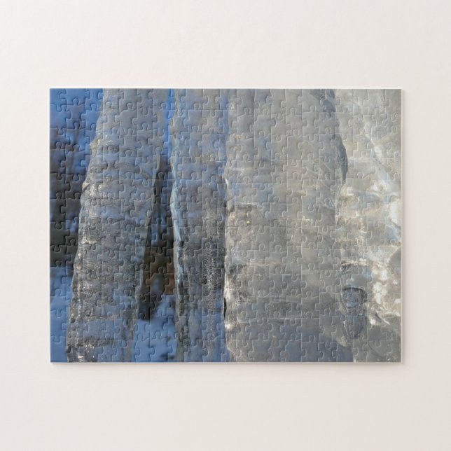 Icicles Abstract Blue Winter Photography Jigsaw Puzzle (Horizontal)