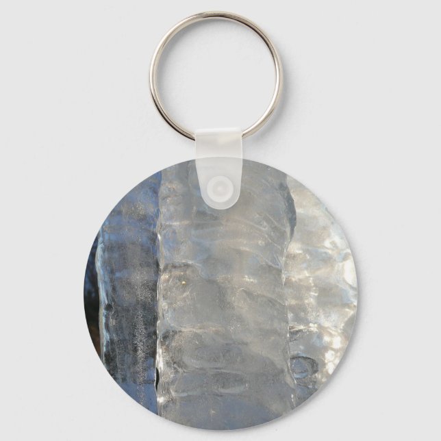 Icicles Abstract Blue Winter Photography Keychain (Front)