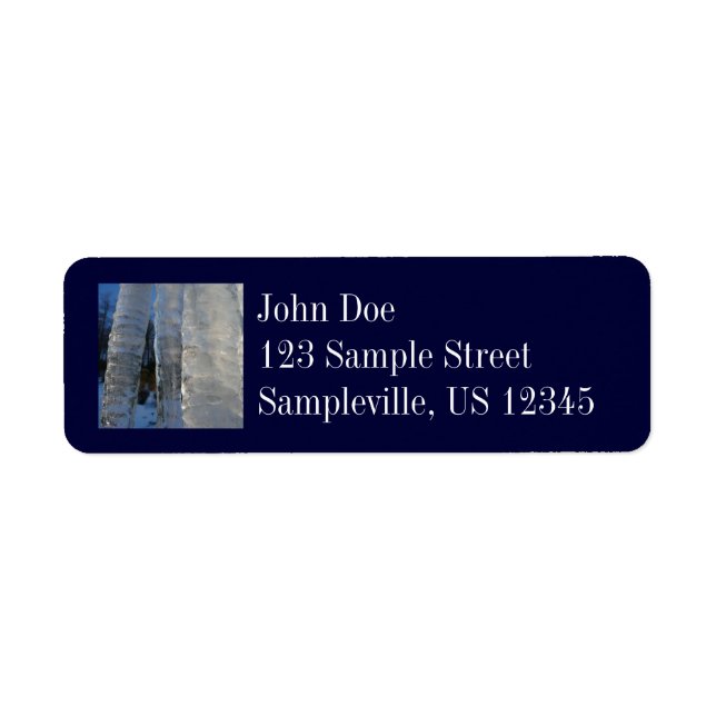 Icicles Abstract Blue Winter Photography Label (Front)