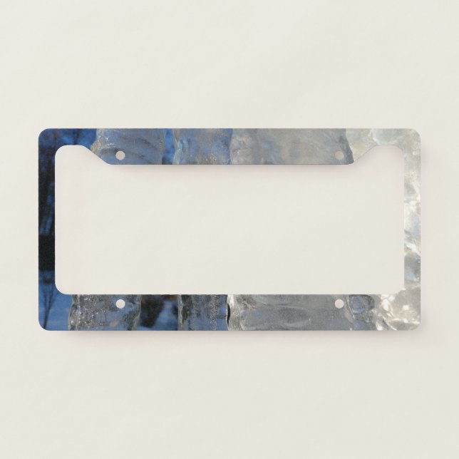 Icicles Abstract Blue Winter Photography License Plate Frame (Front)