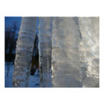 Icicles Abstract Blue Winter Photography Poster