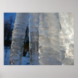 Icicles Abstract Blue Winter Photography Poster
