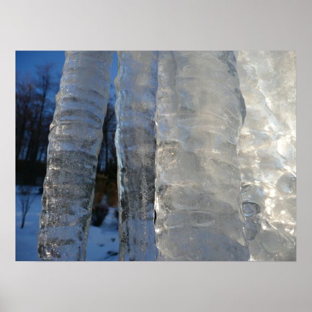 Icicles Abstract Blue Winter Photography Poster (Front)