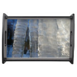 Icicles Abstract Blue Winter Photography Serving Tray