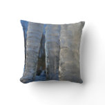 Icicles Abstract Blue Winter Photography Throw Pillow