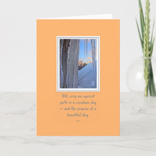 Icicles at Sunrise Apricot Clouds Card