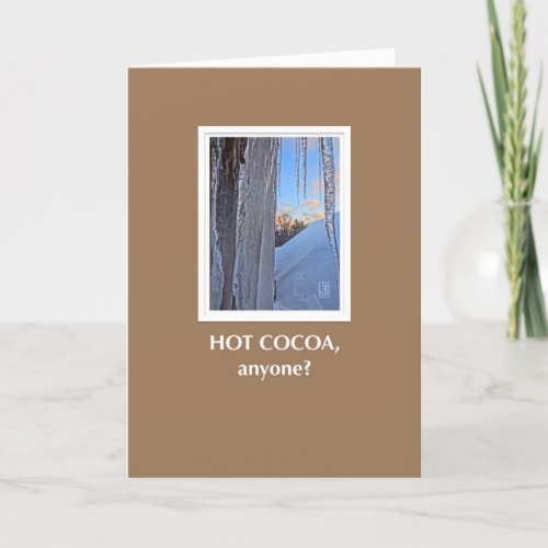 Icicles at Sunrise Hot Cocoa Card