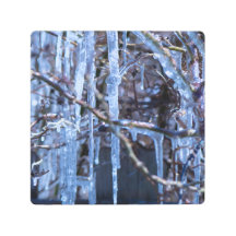 Icicles on Branches Metal Wall Art