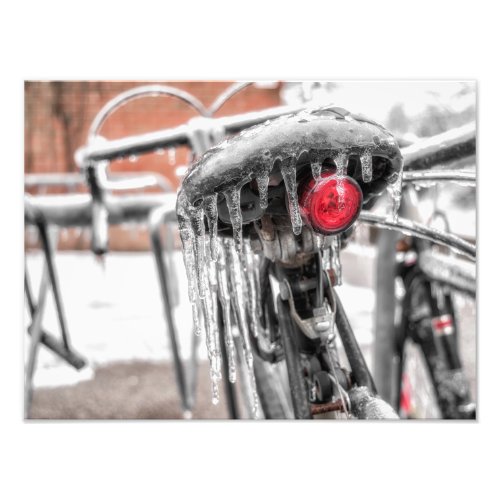 Icicles on Frozen Bike Seat Photograph