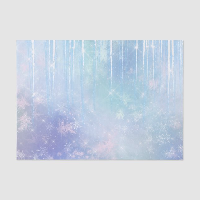 Icicles Snowflakes Crystals Blue Purple Birthday   Tissue Paper (Front)