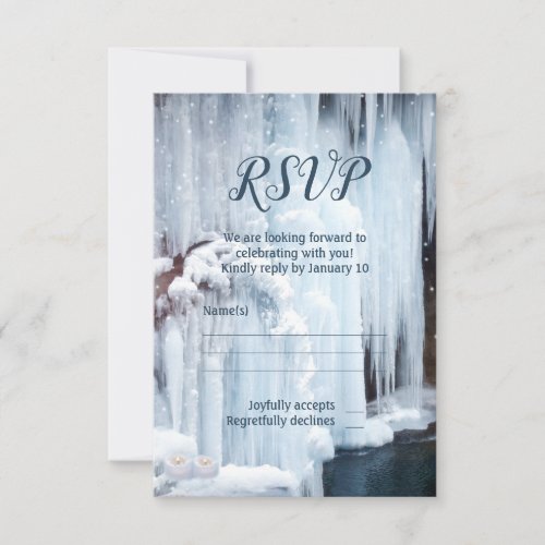 Icicles Winter Wedding Veil RSVP Card