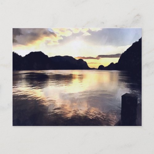 Icmeler Sunrise Romantic Landscape Art Postcard
